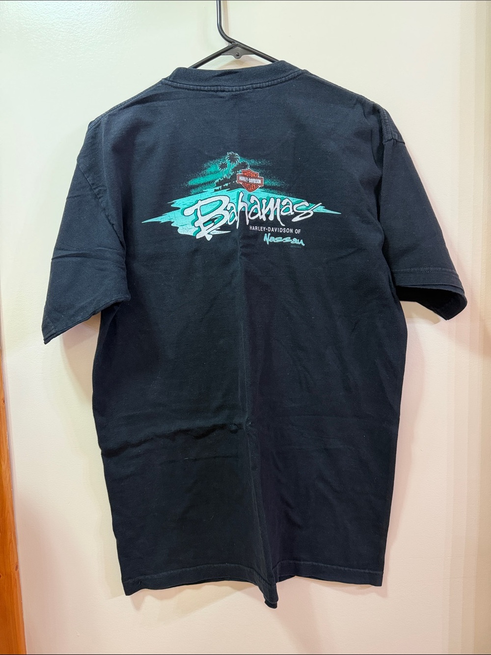 Harley-Davidson Bahamas, Nassau Black Tee with Turquoise Bahamas Graphic Large